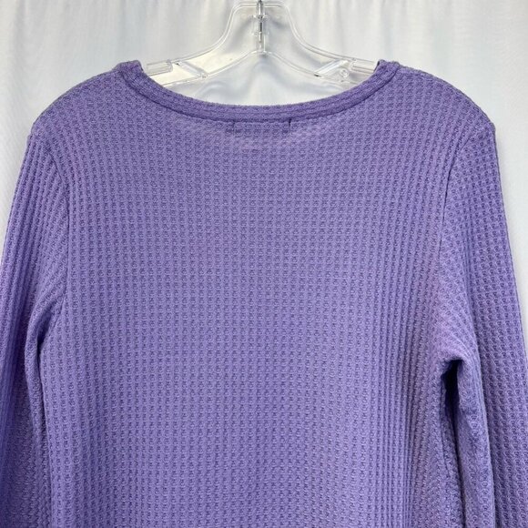 Uhapy Womens Casual Top Purple Long Sleeve Twist Front Waffle Knit Small - Picture 6 of 10